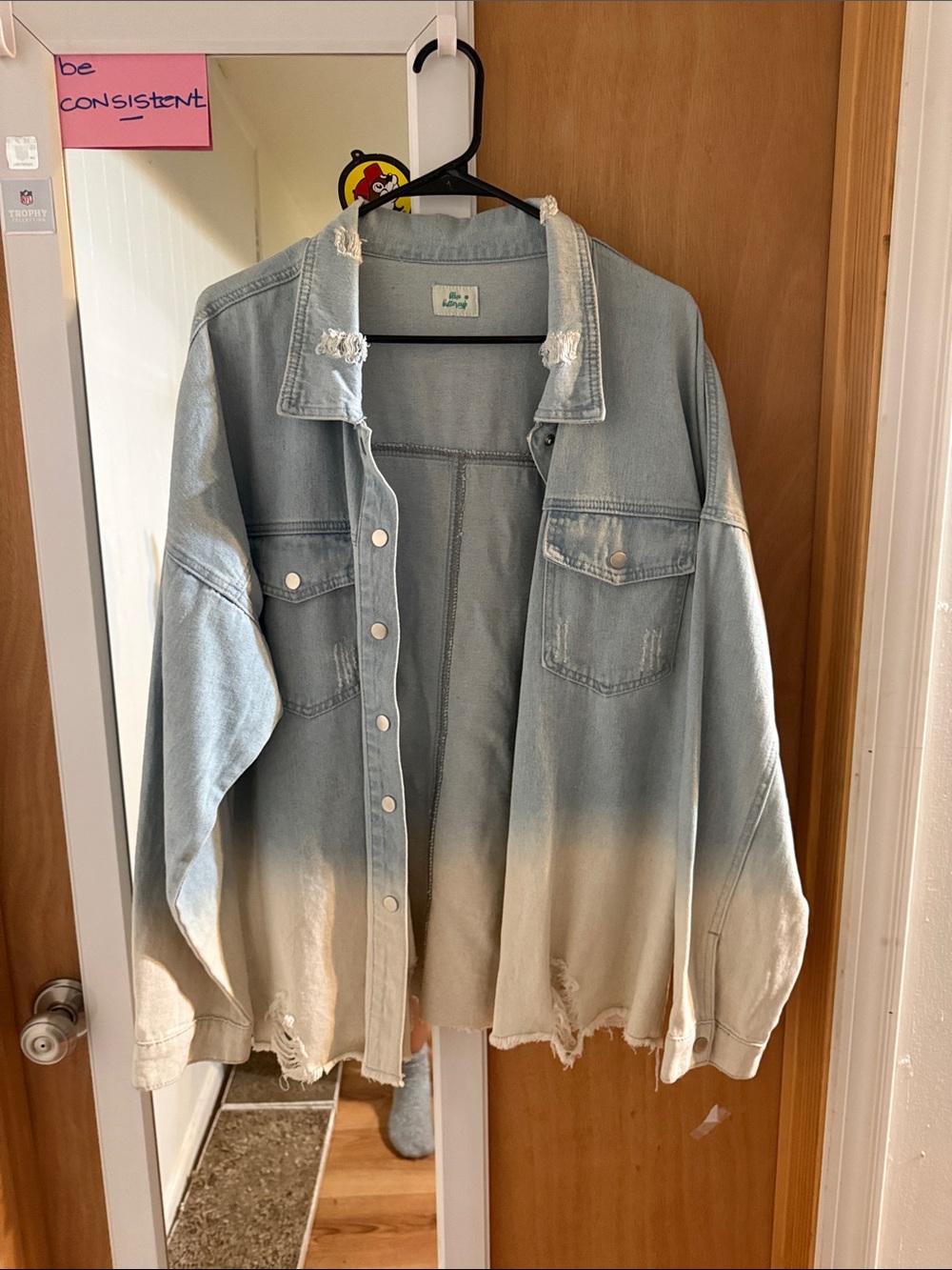 Unbranded Light Blue and Cream Ombre Denim Jacket